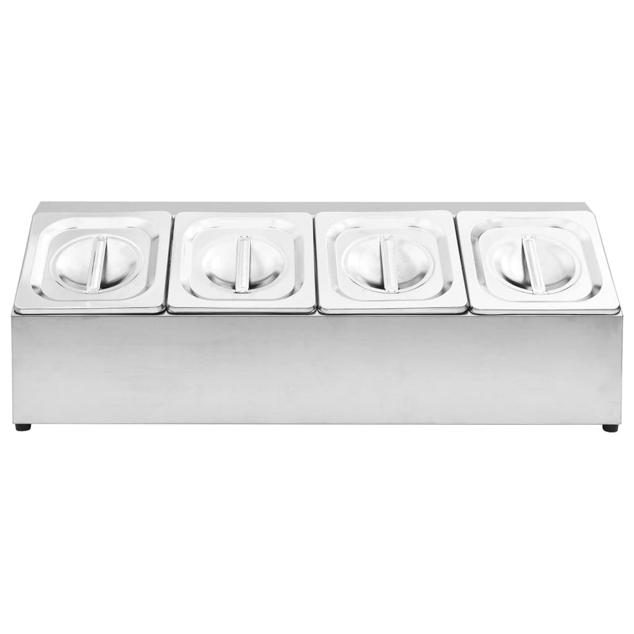 Gastronormbakkenhouder Met 4 Gn 1/6 Bakken Roestvrij Staal 22.5 x 66 x 21.5 cm