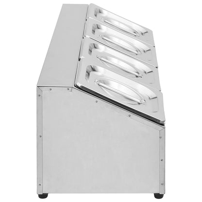 Gastronormbakkenhouder Met 4 Gn 1/6 Bakken Roestvrij Staal 22.5 x 66 x 21.5 cm