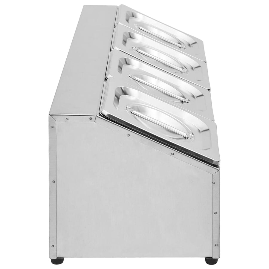 Gastronormbakkenhouder Met 4 Gn 1/6 Bakken Roestvrij Staal 22.5 x 66 x 21.5 cm