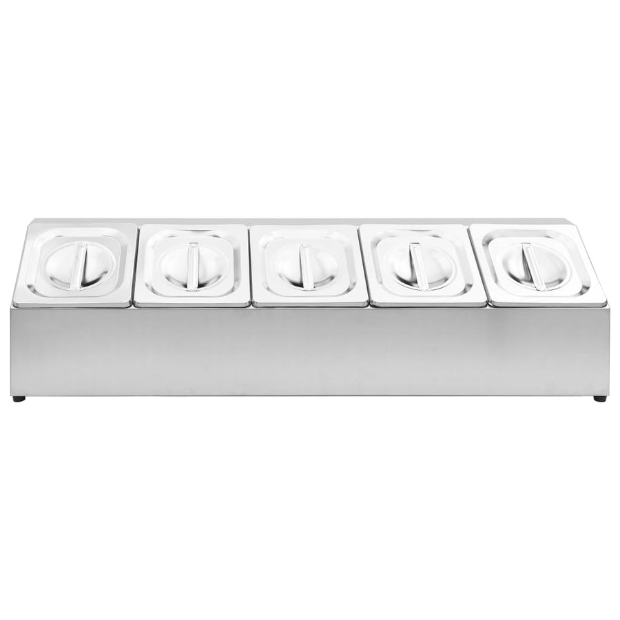 Gastronormbakkenhouder Met 5 Gn 1/6 Bakken Roestvrij Staal 22.5 x 82.5 x 21.5 cm