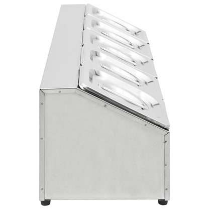 Gastronormbakkenhouder Met 5 Gn 1/6 Bakken Roestvrij Staal 22.5 x 82.5 x 21.5 cm