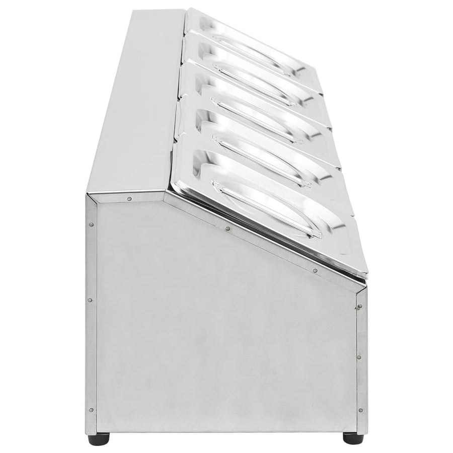 Gastronormbakkenhouder Met 5 Gn 1/6 Bakken Roestvrij Staal 22.5 x 82.5 x 21.5 cm
