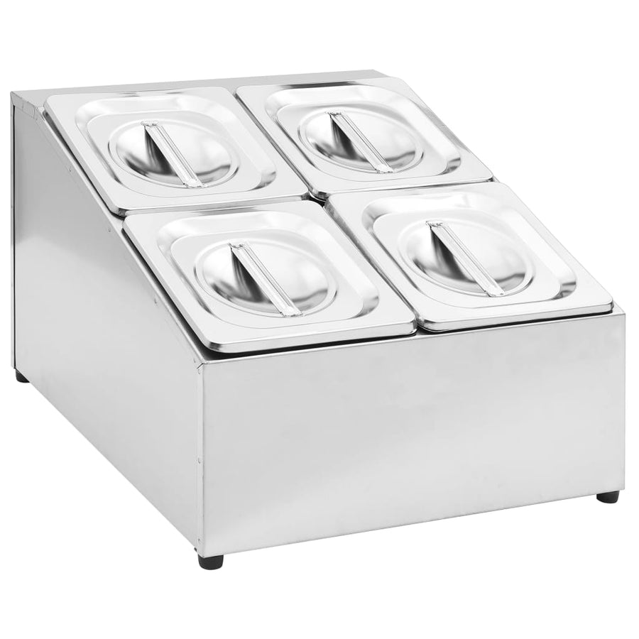 Gastronormbakkenhouder Met 4 Gn 1/6 Bakken Roestvrij Staal 40 x 34 x 25 cm