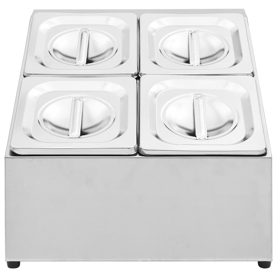 Gastronormbakkenhouder Met 4 Gn 1/6 Bakken Roestvrij Staal 40 x 34 x 25 cm