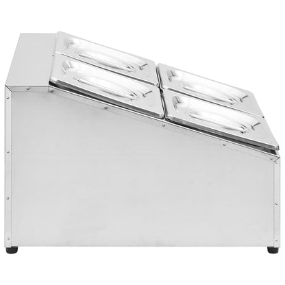 Gastronormbakkenhouder Met 4 Gn 1/6 Bakken Roestvrij Staal 40 x 34 x 25 cm
