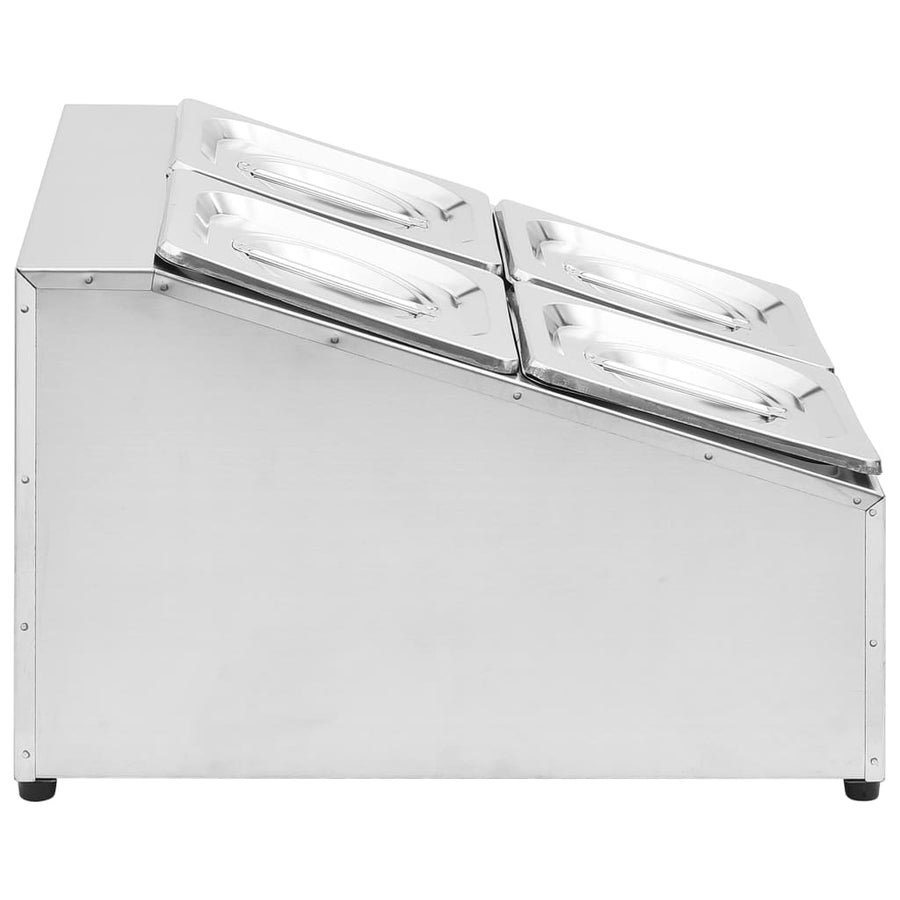 Gastronormbakkenhouder Met 4 Gn 1/6 Bakken Roestvrij Staal 40 x 34 x 25 cm