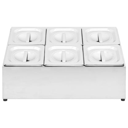 Gastronormbakkenhouder Met 6 Gn 1/6 Bakken Roestvrij Staal 40 x 50.3 x 25 cm