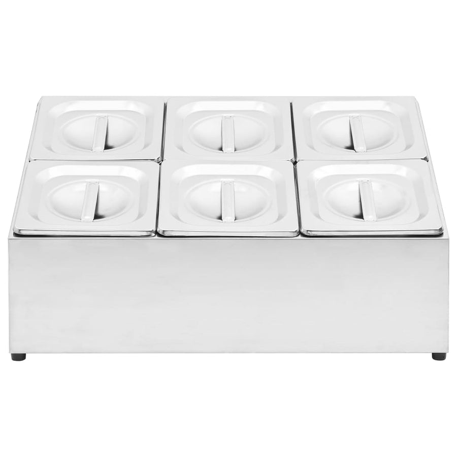 Gastronormbakkenhouder Met 6 Gn 1/6 Bakken Roestvrij Staal 40 x 50.3 x 25 cm