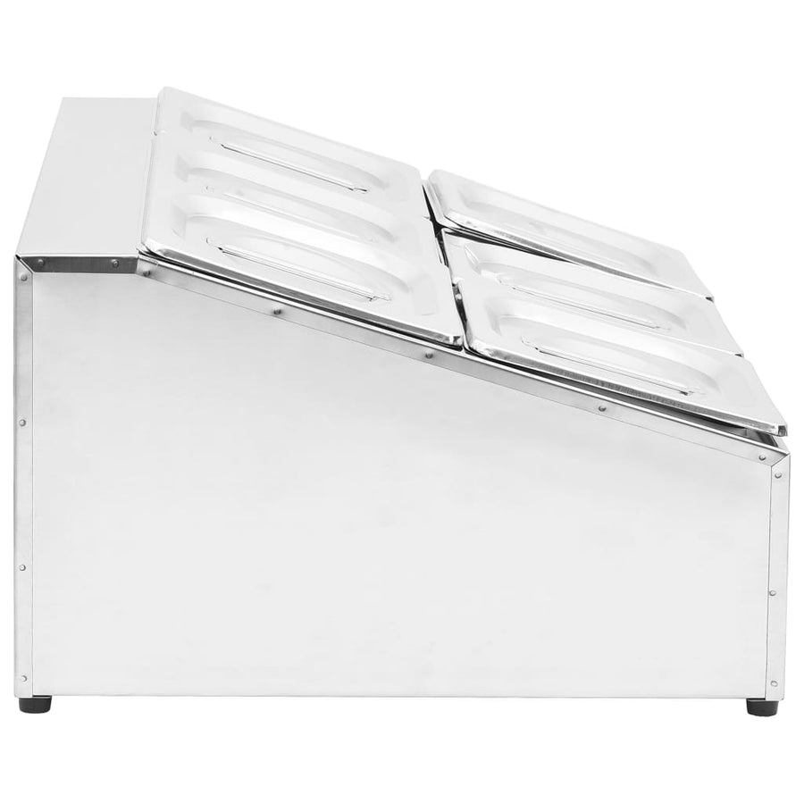 Gastronormbakkenhouder Met 6 Gn 1/6 Bakken Roestvrij Staal 40 x 50.3 x 25 cm