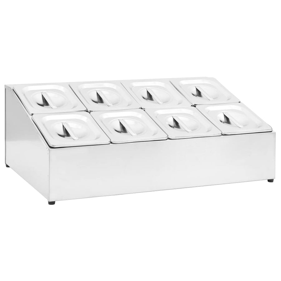 Gastronormbakkenhouder Met 8 Gn 1/6 Bakken Roestvrij Staal 66.8 x 40 x 25 cm
