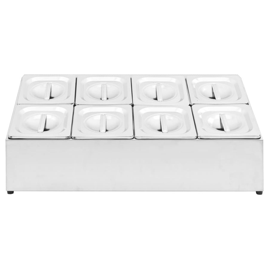 Gastronormbakkenhouder Met 8 Gn 1/6 Bakken Roestvrij Staal 66.8 x 40 x 25 cm