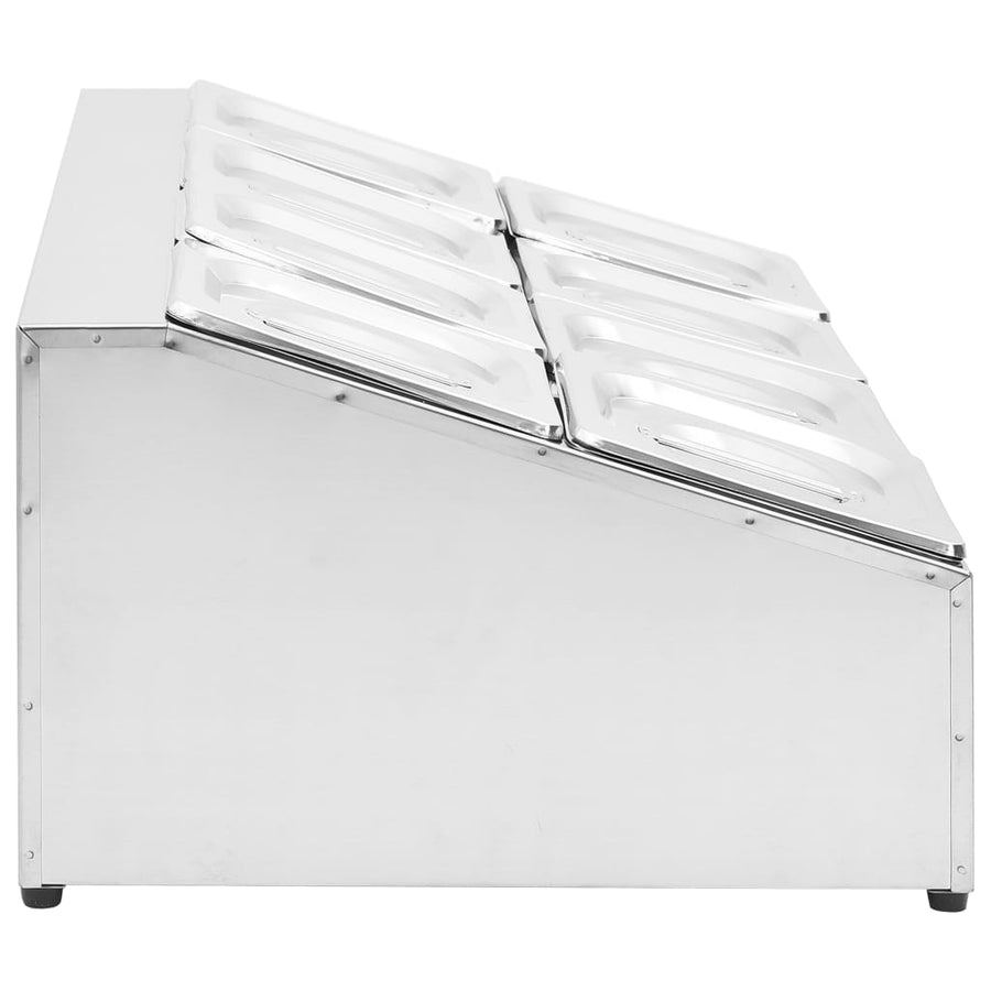Gastronormbakkenhouder Met 8 Gn 1/6 Bakken Roestvrij Staal 66.8 x 40 x 25 cm