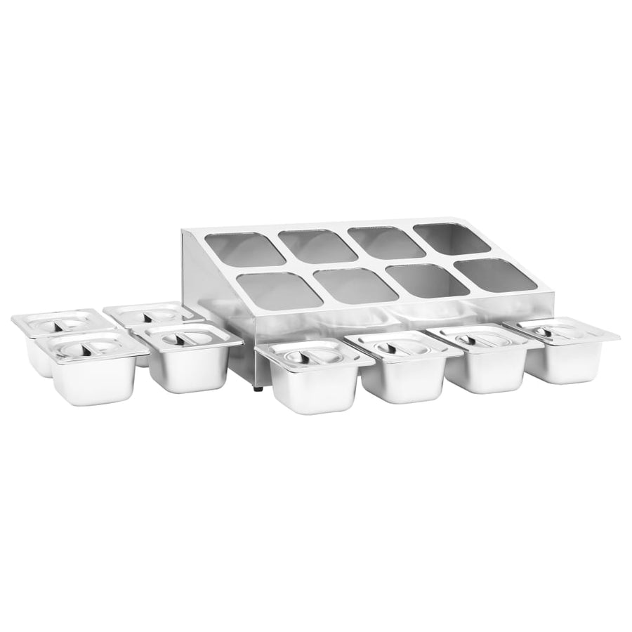 Gastronormbakkenhouder Met 8 Gn 1/6 Bakken Roestvrij Staal 66.8 x 40 x 25 cm
