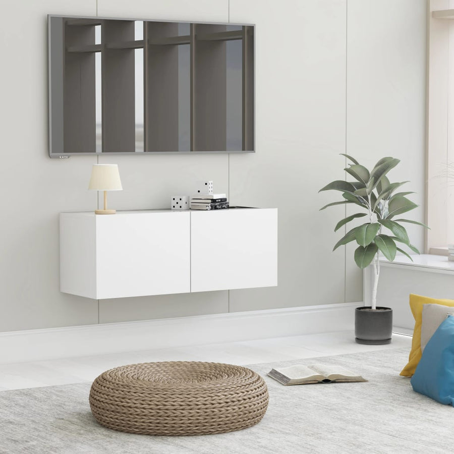 Tv-meubel 80x30x30 cm bewerkt hout wit 80 x 30 x 30 cm Wit