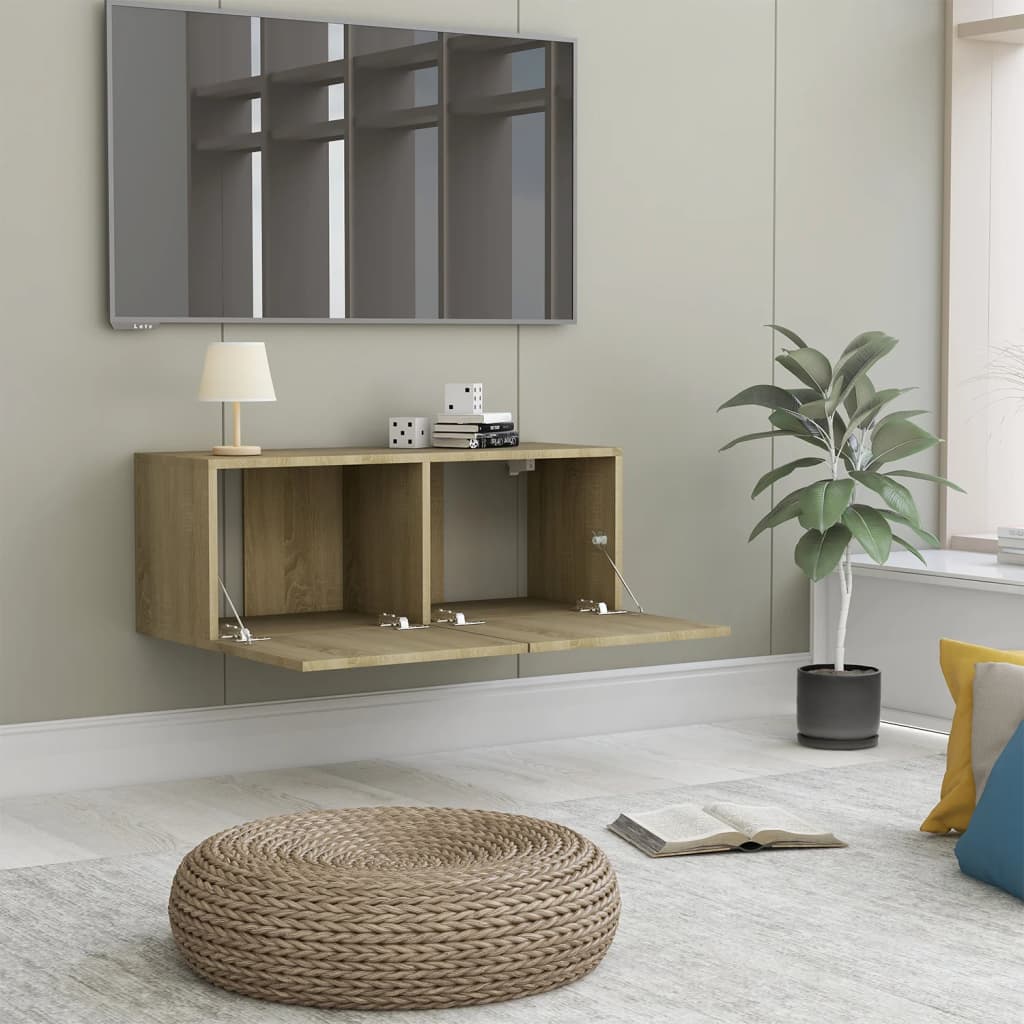 Tv-meubel 80x30x30 cm bewerkt hout sonoma eikenkleurig 80 x 30 x 30 cm Sonoma eiken