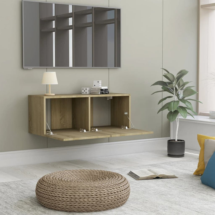 Tv-meubel 80x30x30 cm bewerkt hout sonoma eikenkleurig 80 x 30 x 30 cm Sonoma eiken