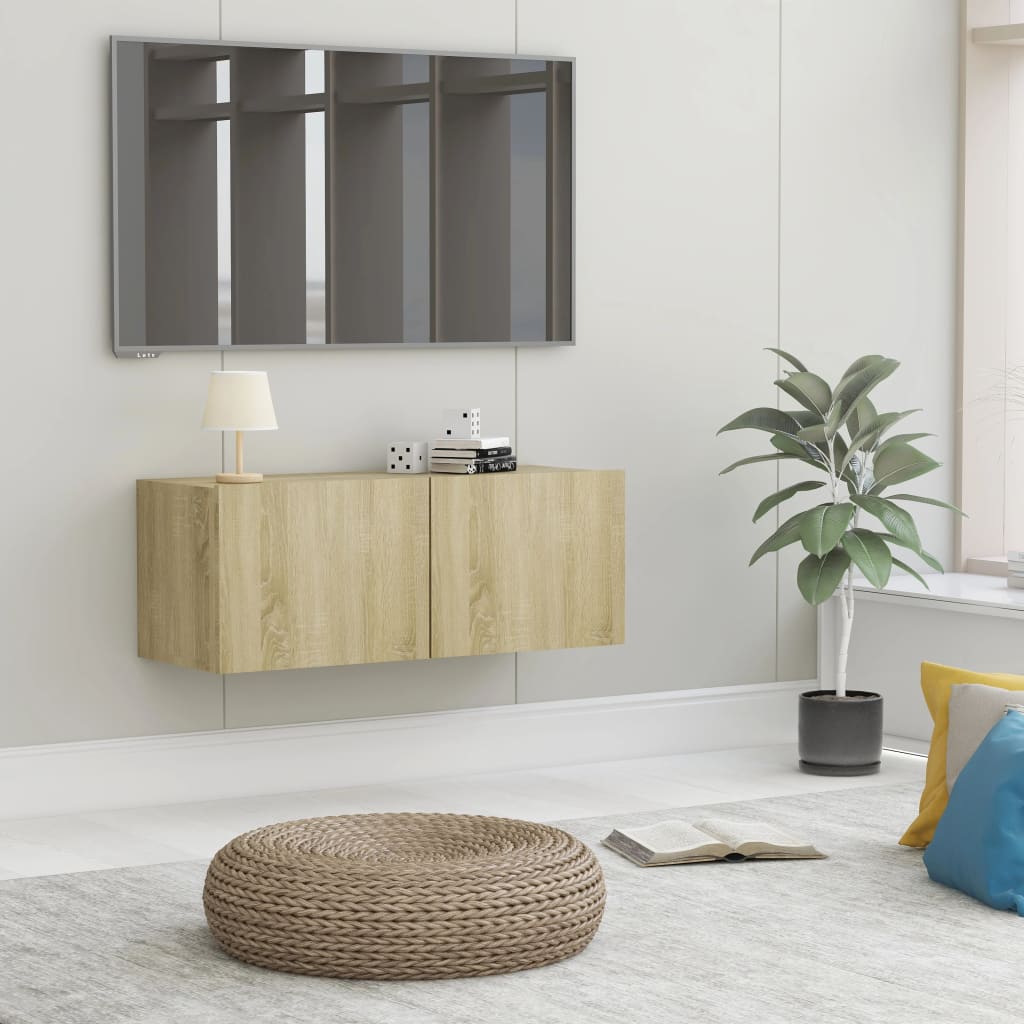 Tv-meubel 80x30x30 cm bewerkt hout sonoma eikenkleurig 80 x 30 x 30 cm Sonoma eiken