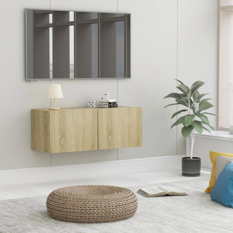 Tv-meubel 80x30x30 cm bewerkt hout sonoma eikenkleurig 80 x 30 x 30 cm Sonoma eiken
