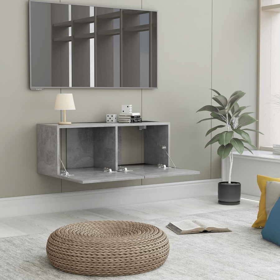 Tv-meubel 80x30x30 cm bewerkt hout betongrijs 80 x 30 x 30 cm Betongrijs