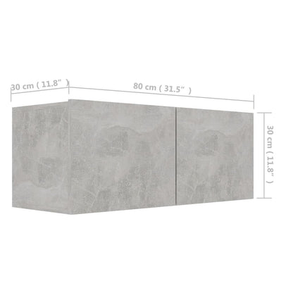 Tv-meubel 80x30x30 cm bewerkt hout betongrijs 80 x 30 x 30 cm Betongrijs
