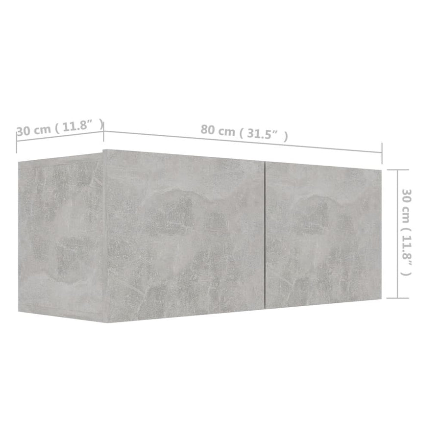Tv-meubel 80x30x30 cm bewerkt hout betongrijs 80 x 30 x 30 cm Betongrijs