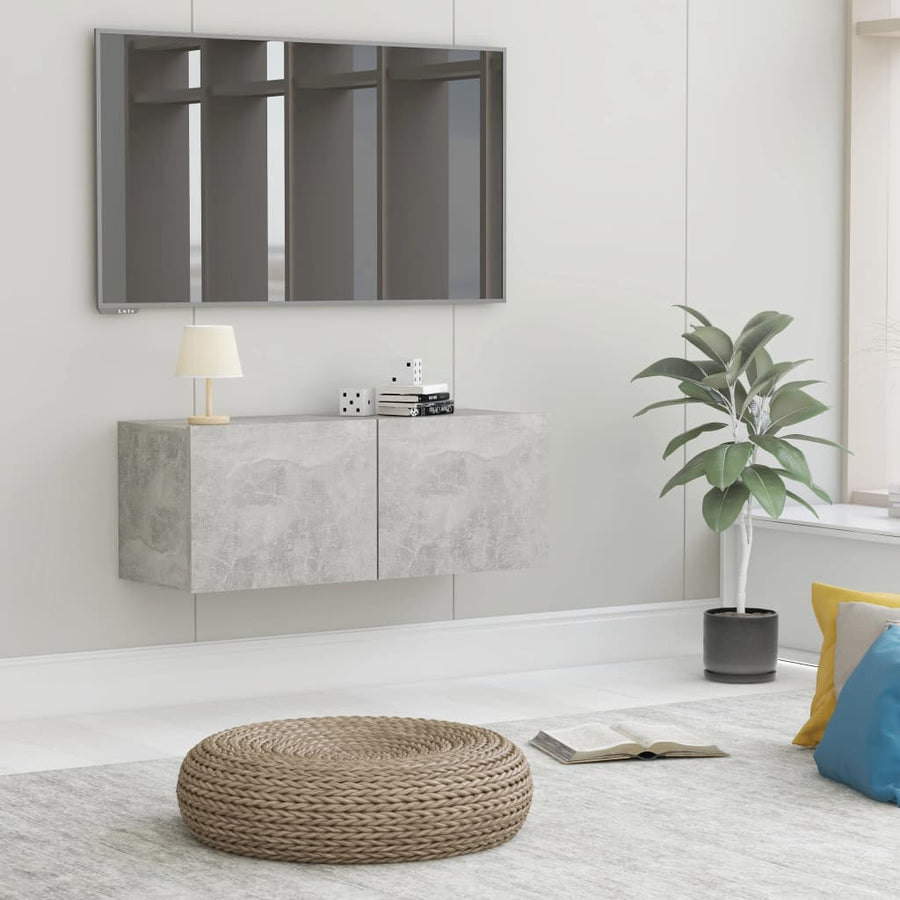 Tv-meubel 80x30x30 cm bewerkt hout betongrijs 80 x 30 x 30 cm Betongrijs