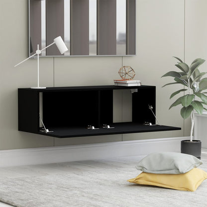 Tv-meubel 100x30x30 cm bewerkt hout zwart 100 x 30 x 30 cm Zwart