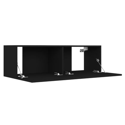 Tv-meubel 100x30x30 cm bewerkt hout zwart 100 x 30 x 30 cm Zwart