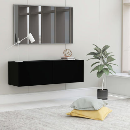 Tv-meubel 100x30x30 cm bewerkt hout zwart 100 x 30 x 30 cm Zwart