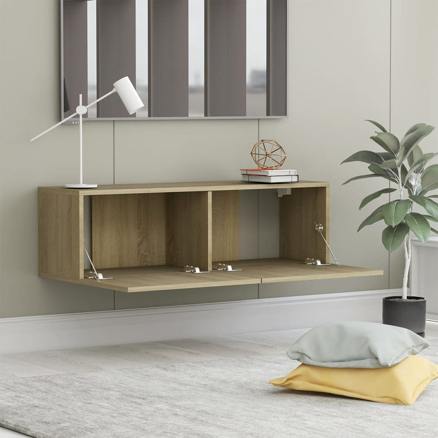 Tv-meubel 100x30x30 cm bewerkt hout sonoma eikenkleurig 100 x 30 x 30 cm Sonoma eiken