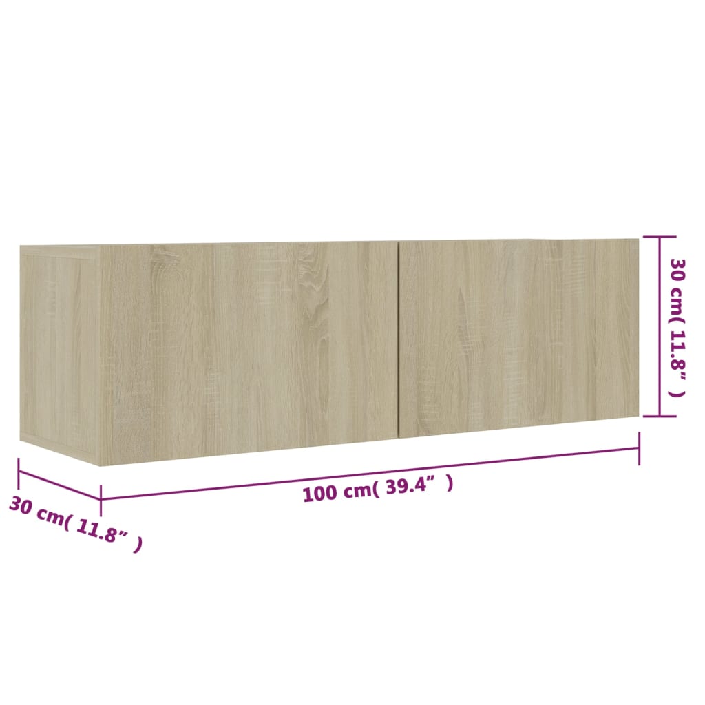 Tv-meubel 100x30x30 cm bewerkt hout sonoma eikenkleurig 100 x 30 x 30 cm Sonoma eiken