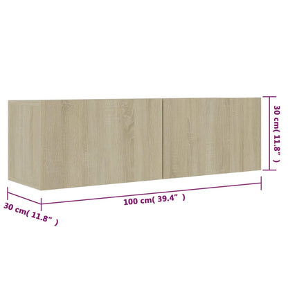 Tv-meubel 100x30x30 cm bewerkt hout sonoma eikenkleurig 100 x 30 x 30 cm Sonoma eiken