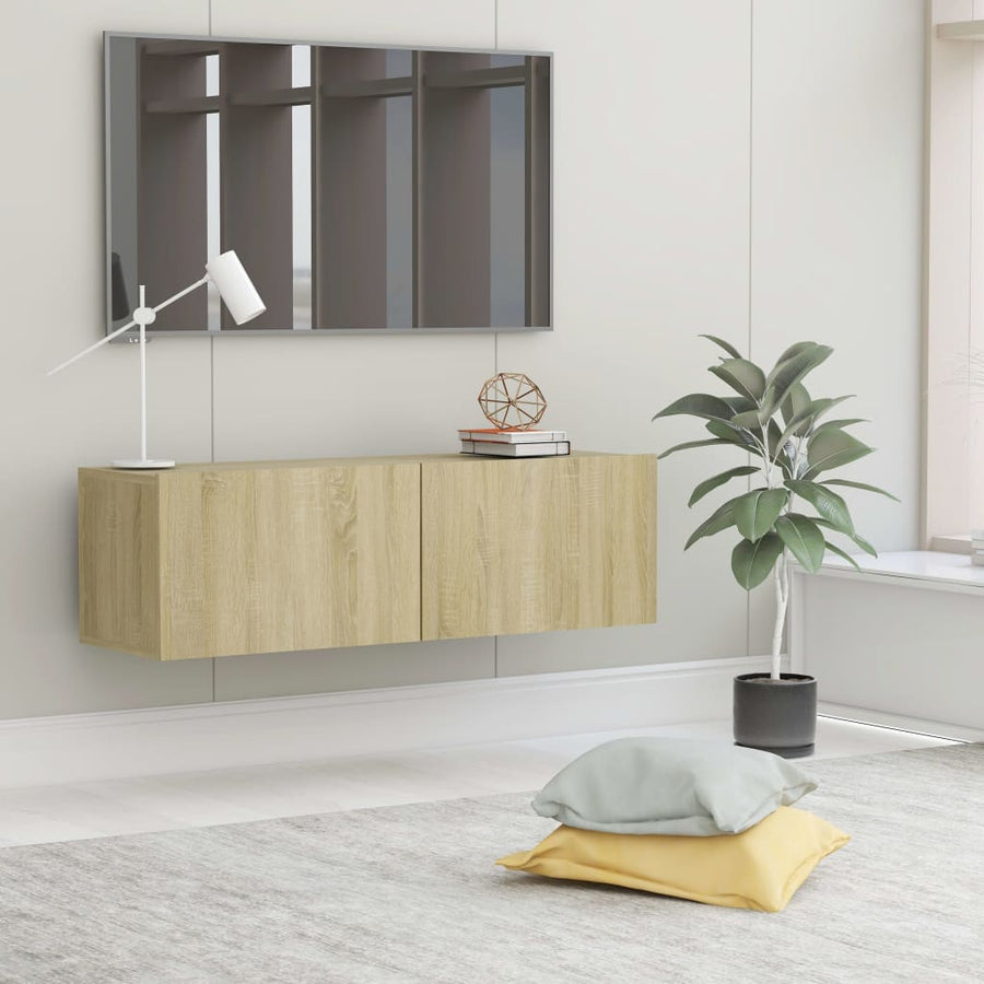 Tv-meubel 100x30x30 cm bewerkt hout sonoma eikenkleurig 100 x 30 x 30 cm Sonoma eiken