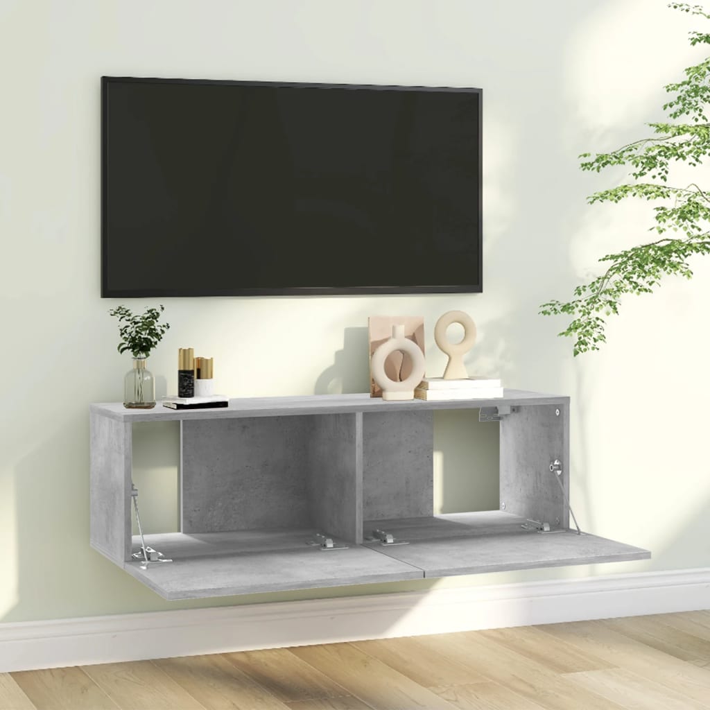 Tv-Meubel Bewerkt Hout 100 x 30 x 30 cm Betongrijs