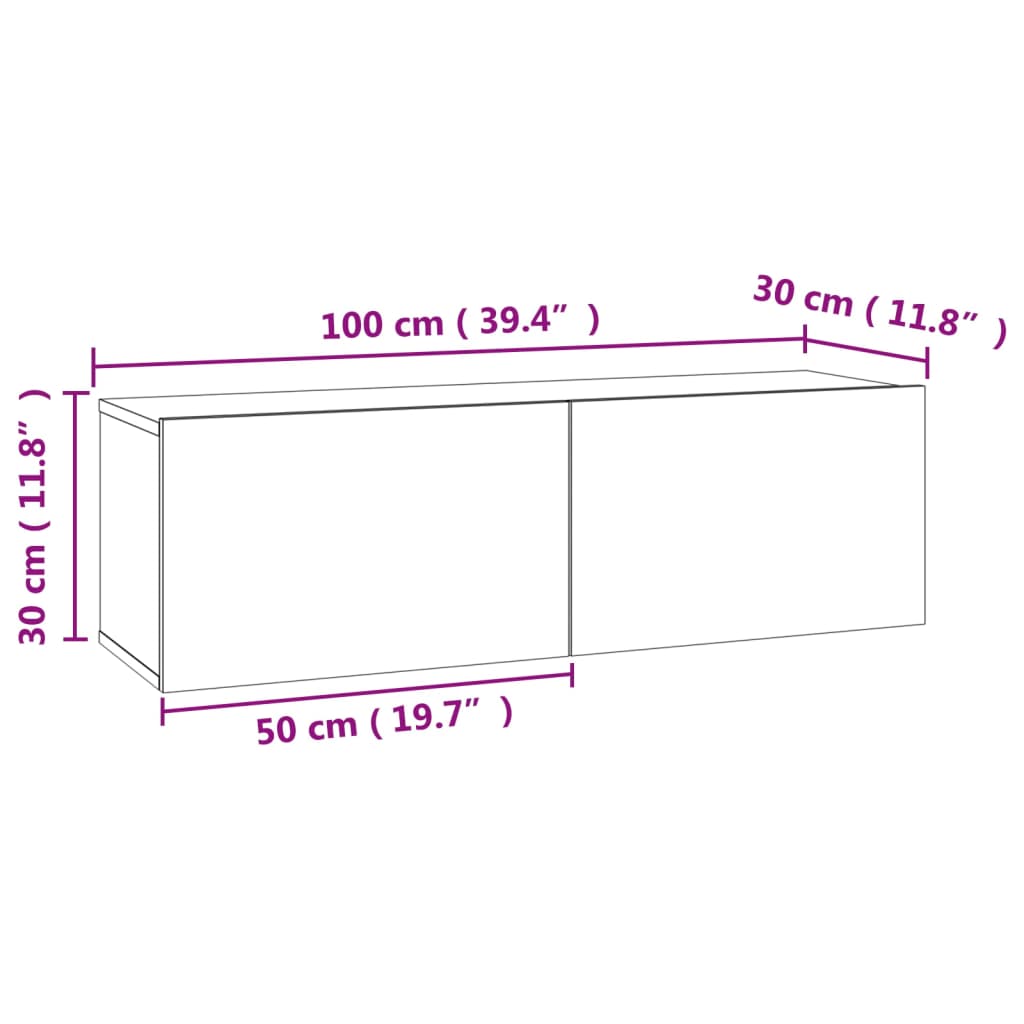 Tv-Meubel Bewerkt Hout 100 x 30 x 30 cm Betongrijs