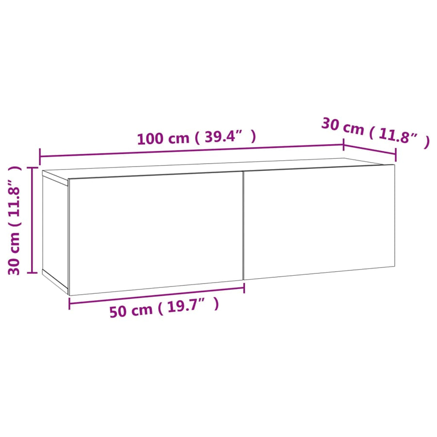 Tv-Meubel Bewerkt Hout 100 x 30 x 30 cm Betongrijs