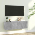 Tv-meubel 100x30x30 cm bewerkt hout betongrijs wandmontage