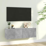 Tv-meubel 100x30x30 cm bewerkt hout betongrijs wandmontage