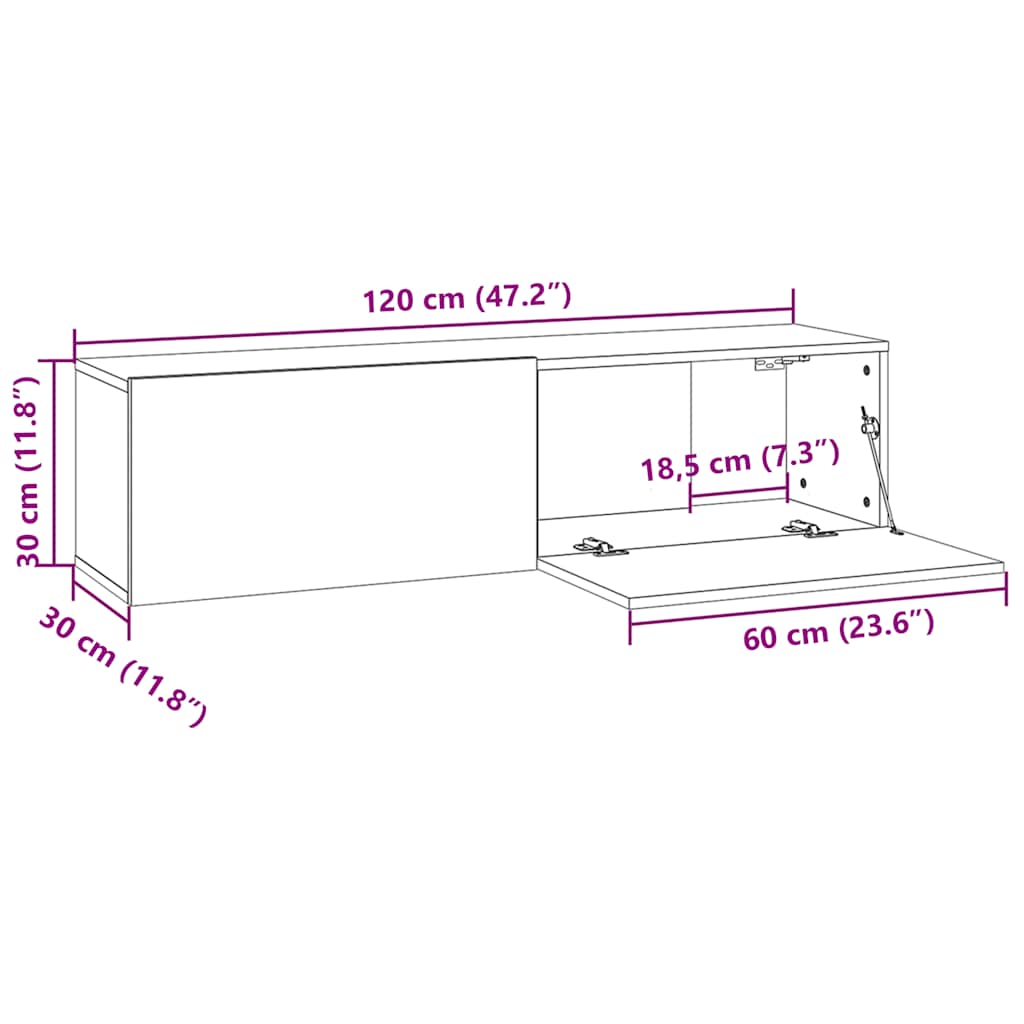 Tv-Meubel 120X30X30 Cm Bewerkt Hout 1