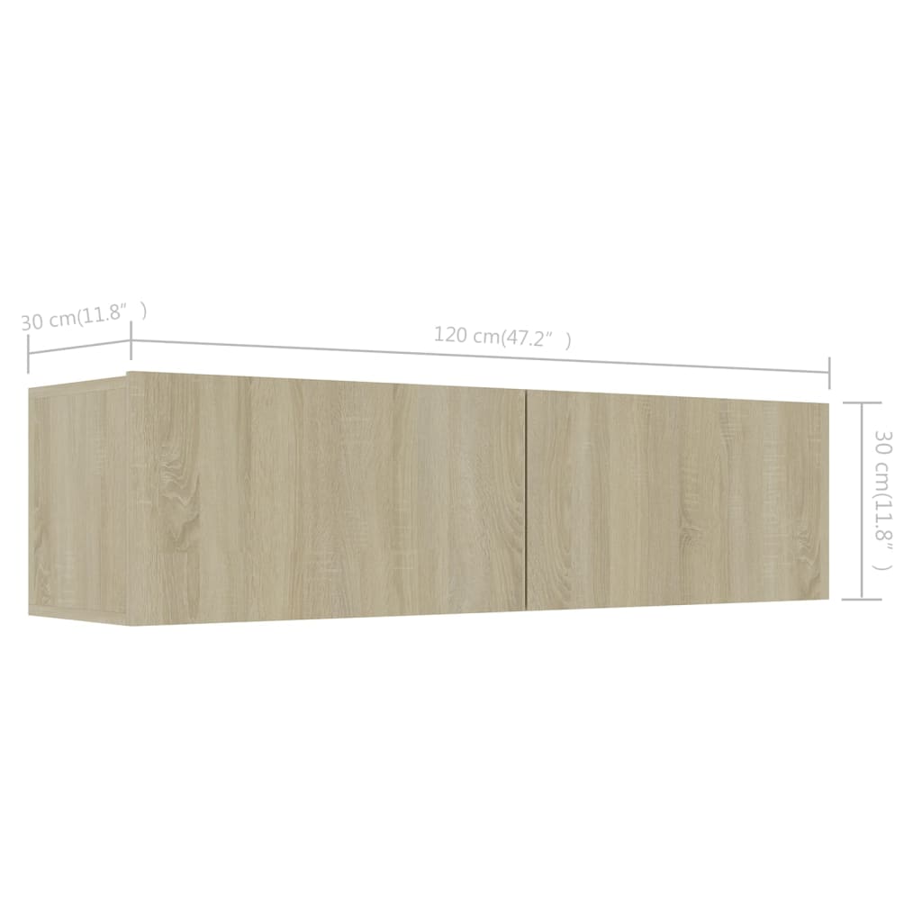 Tv-meubel 120x30x30 cm bewerkt hout sonoma eikenkleurig 120 x 30 x 30 cm Sonoma eiken
