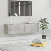 Tv-meubel 120x30x30 cm bewerkt hout betongrijs wandmontage