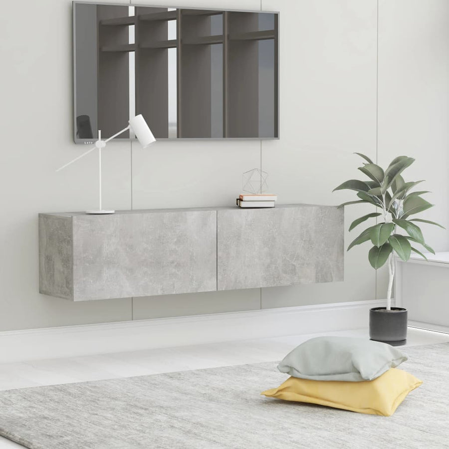 Tv-meubel 120x30x30 cm bewerkt hout betongrijs 120 x 30 x 30 cm Betongrijs