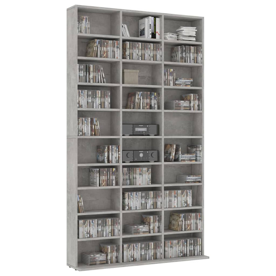 Cd-Kast 02X6X77,5 Cm Bewerkt Hout 102 x 16 x 177.5 cm Betongrijs