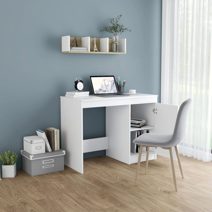 Bureau 100X50X76 Cm Bewerkt Hout Wit
