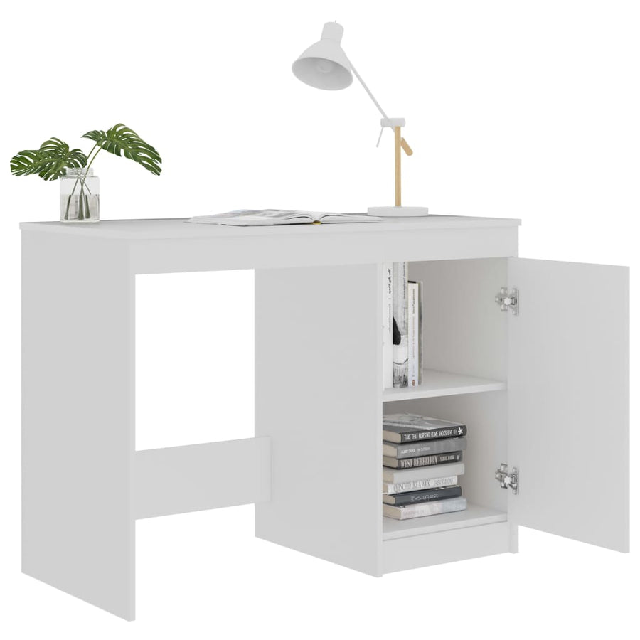 Bureau 100X50X76 Cm Bewerkt Hout Wit