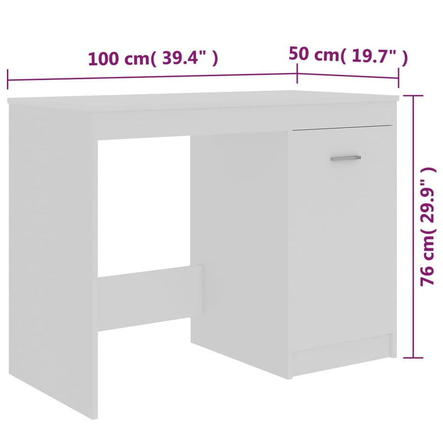 Bureau 100X50X76 Cm Bewerkt Hout Wit