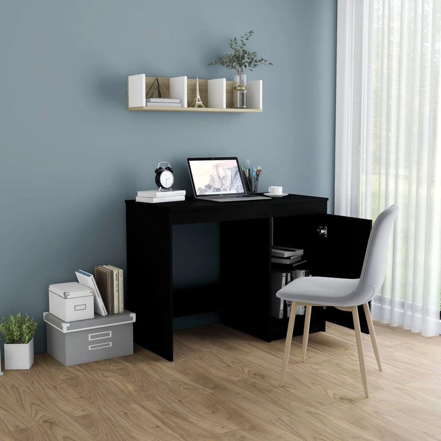 Bureau 100X50X76 Cm Bewerkt Hout Zwart