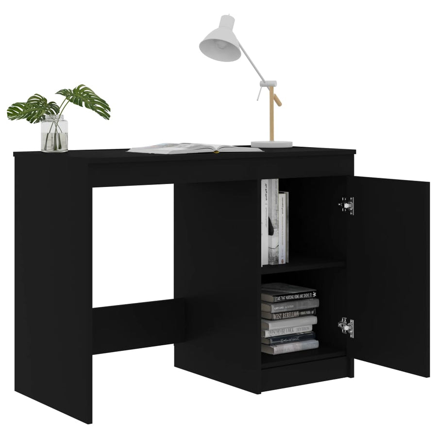 Bureau 100X50X76 Cm Bewerkt Hout Zwart
