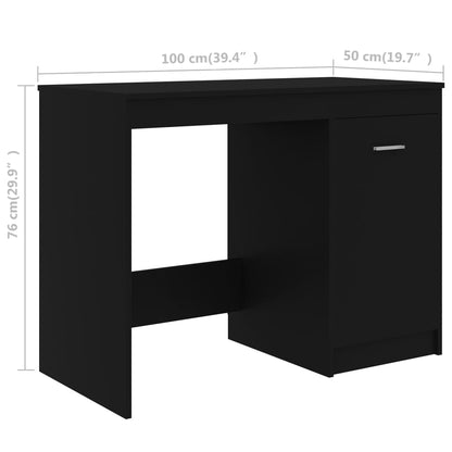 Bureau 100X50X76 Cm Bewerkt Hout Zwart