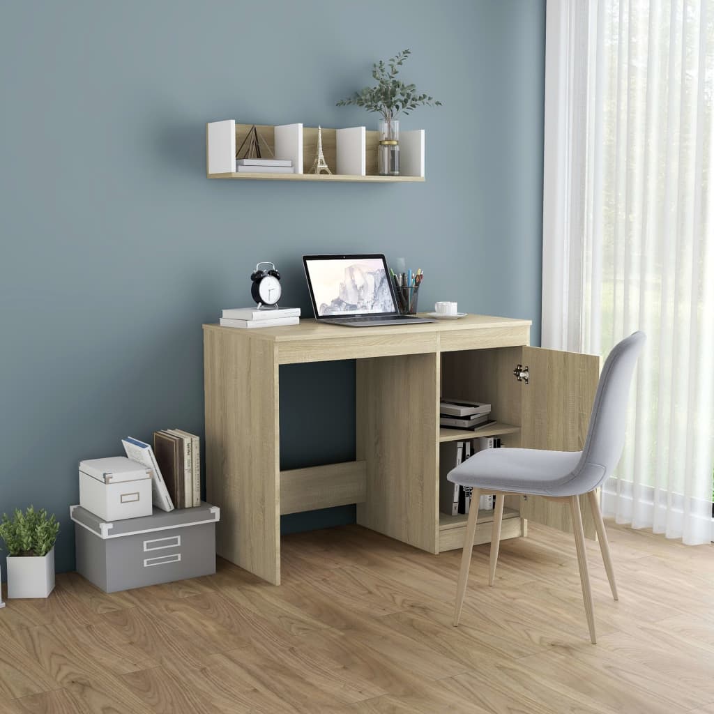 Bureau 100X50X76 Cm Bewerkt Hout Kleurig Sonoma eiken